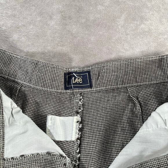 Vintage Lee Houndstooth Pants Pleated Straight Leg Dress Trousers Casual Pants - Picture 3 of 9